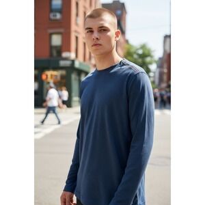 Lululemon Men's‎ Vent Tech Pullover Long Sleeve Blue Striped Sz Large L/XL